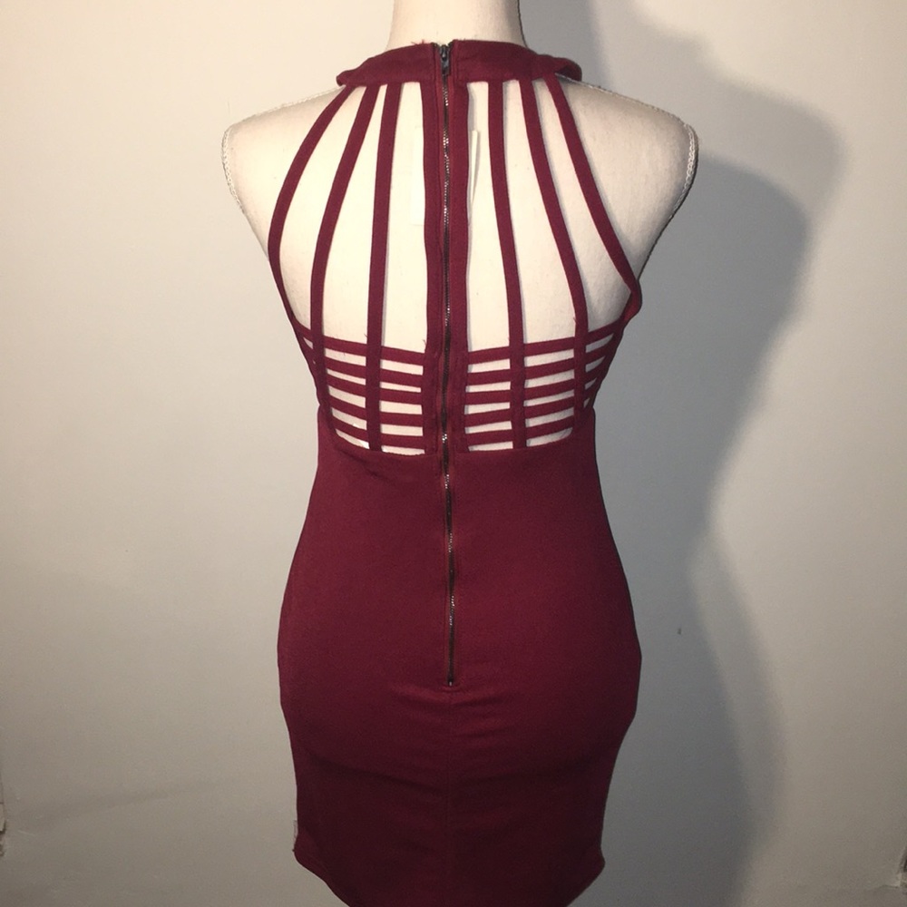 ✨ NWT Burgundy cage mini dress✨ Super Sexy💕 - Picture 2 of 4